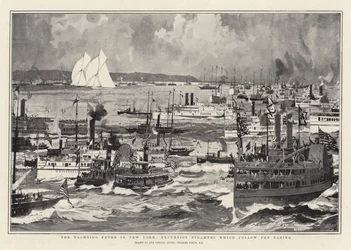 The Yachting Fever in New York, Excursion Steamers Following the Racing